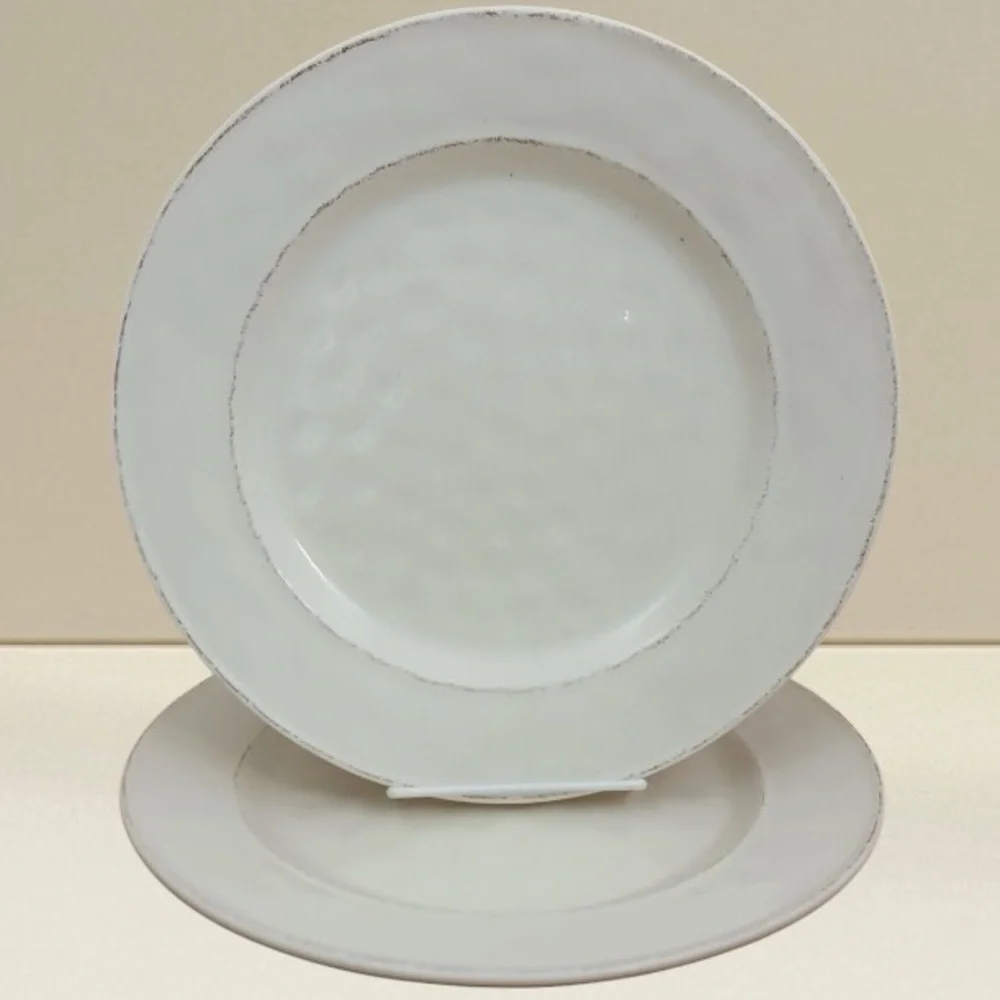 Pier 1 Martillo 11” Plates Dinner Set Replacements White Cream Brown Stoneware